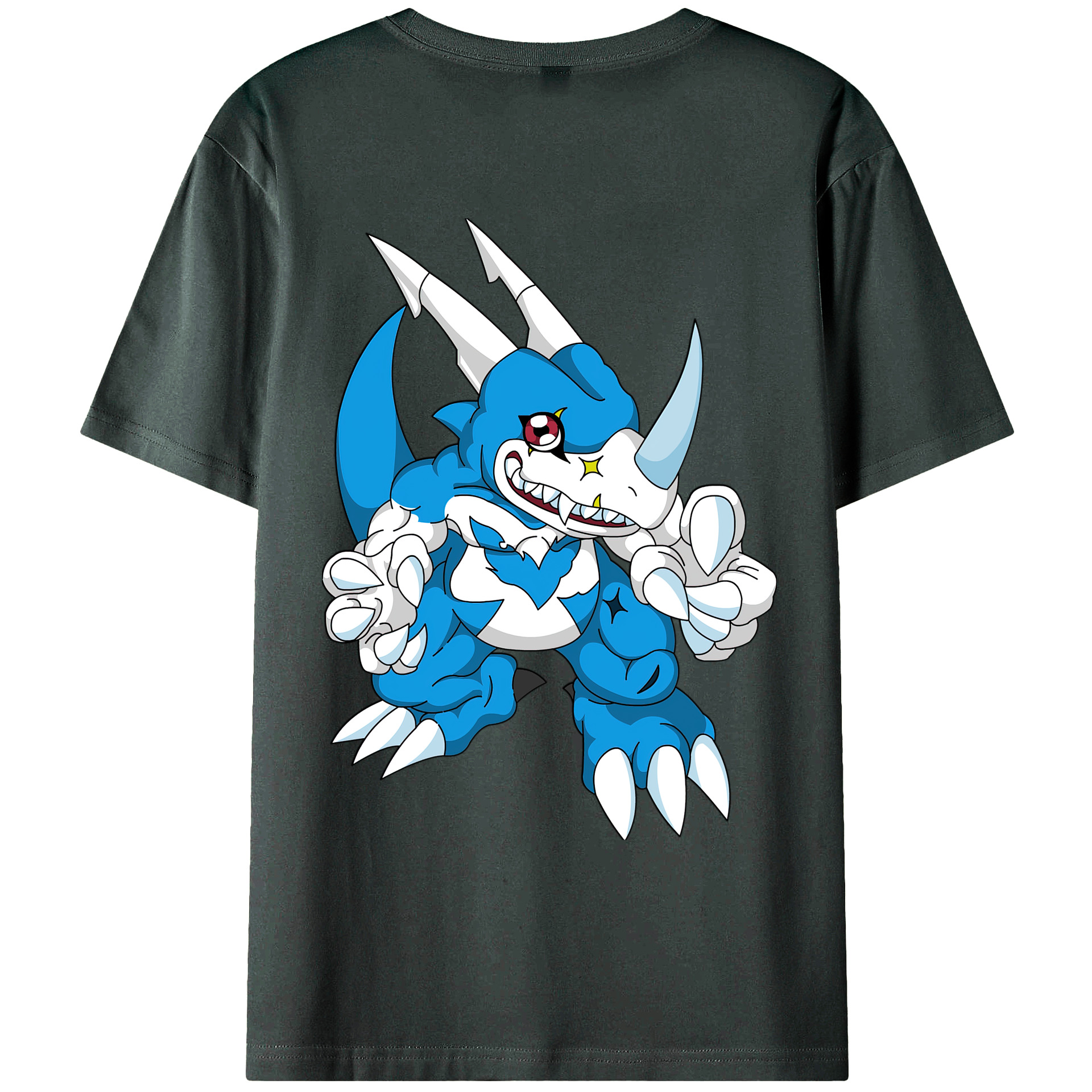 （画像用） Digimon デジタルモンスター/デジモン 綿100％ メンズ半袖Tシャツ（バックプリント） 通気性